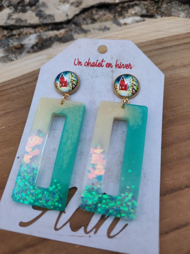 Boucles D&#039;oreilles &#039;Un Chalet en Hiver&#039;