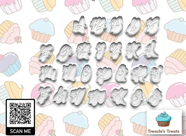 Flower Letters Fondant/cookie stamps with cutters