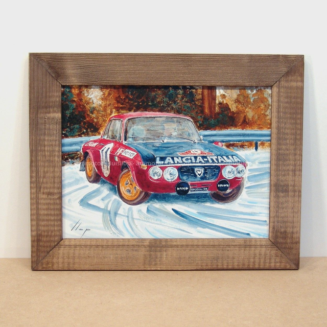 Artimotor enmarcado 28x35 - 1972 Sandro Munari (Lancia Fulvia) rallye Montecarlo