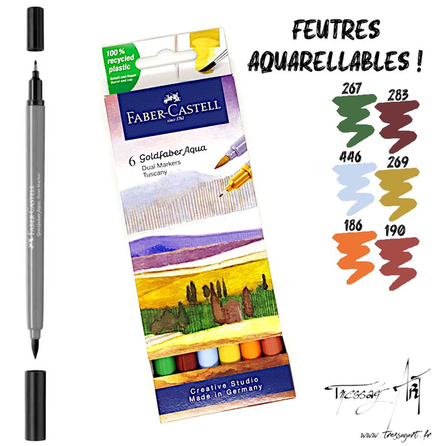 FABER CASTELL - 6 FEUTRES DOUBLE POINTE GOLDFABER AQUA TUSCANY - FB098