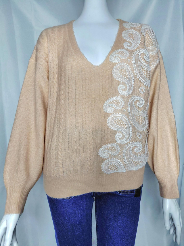 🌈 Pull Femme Rose poudré Taille Unique Jusqu&#039;à un Petit 46 Dentelle Elégante, Ultra Doux et Confortable 🌈