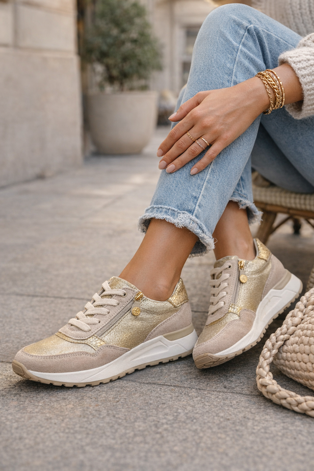 Basket Karin Anatonic 38 – Chaussure cuir or élégante &amp; confortable femme