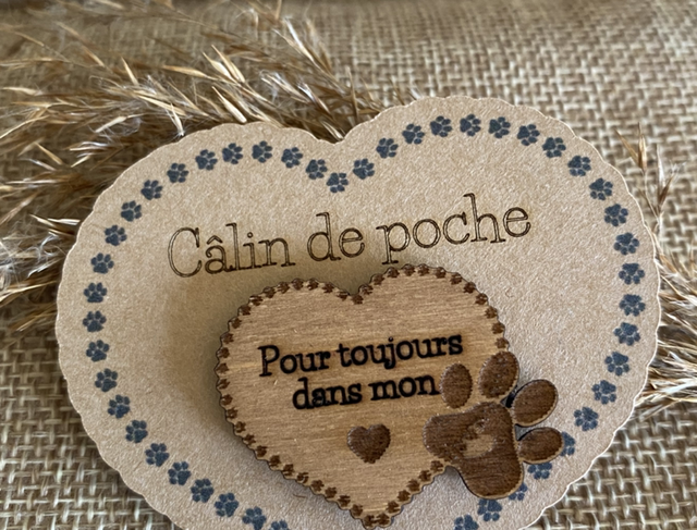 Cœur en bois souvenir, décès chien, décès chat, décès animal de compagnie. 