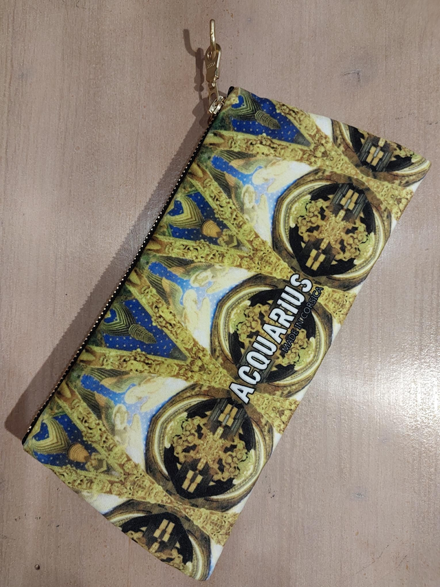 Valencia Jaune. Pochette et trousse en velours.