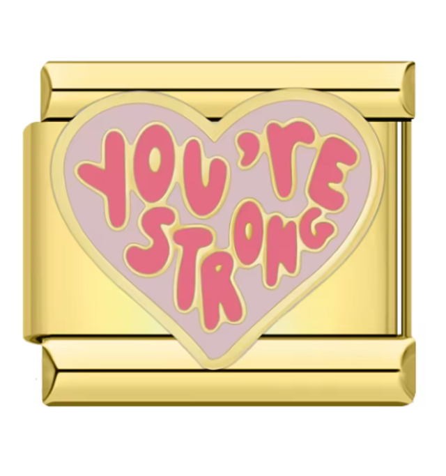 Charm Corazón ¨You´re strong¨ Dorado