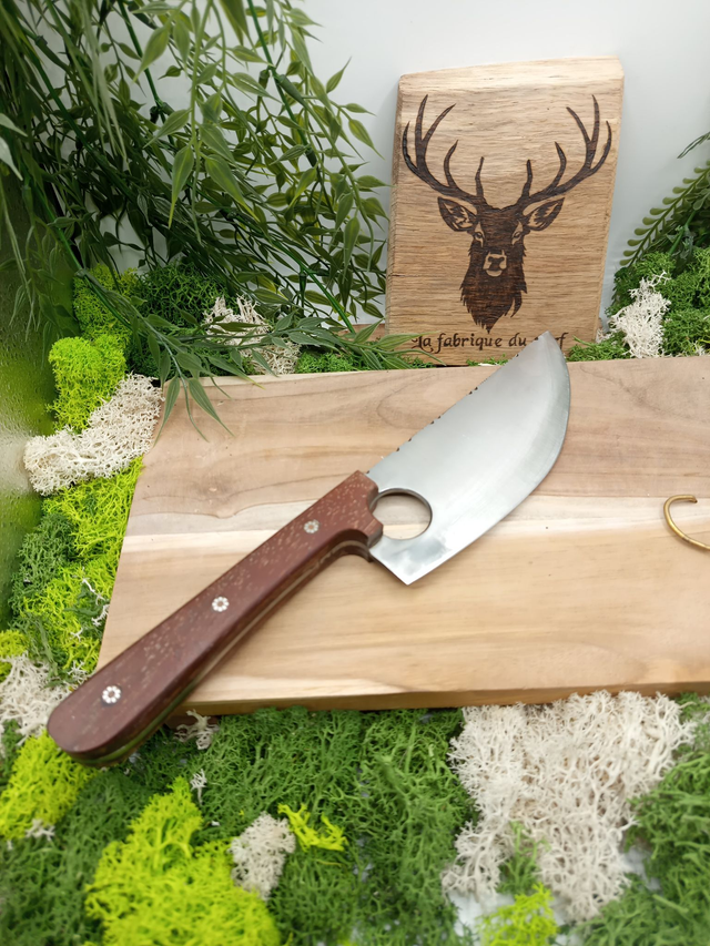 Couteau de cuisine artisanal – Feuille de boucher Z40C13 & manche en niangon | La Fabrique du Cerf