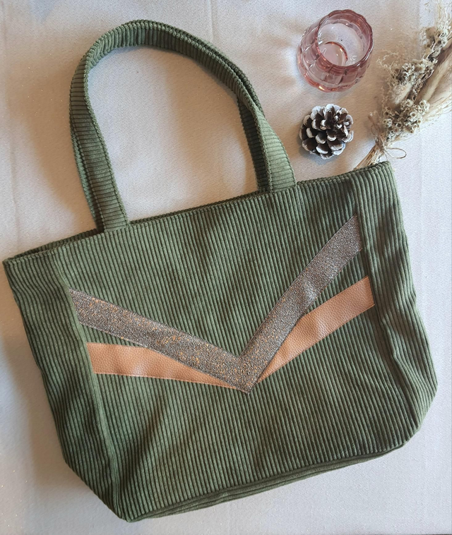 Sac cabac velours côtelé  kaki