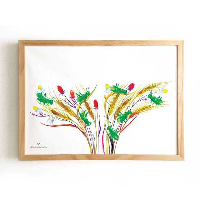 Affiche &quot;Sauterelles sur blé&quot;