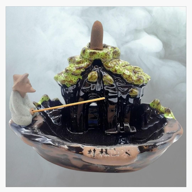 "Pêcheur" - Porte-encens Backflow 19 cm