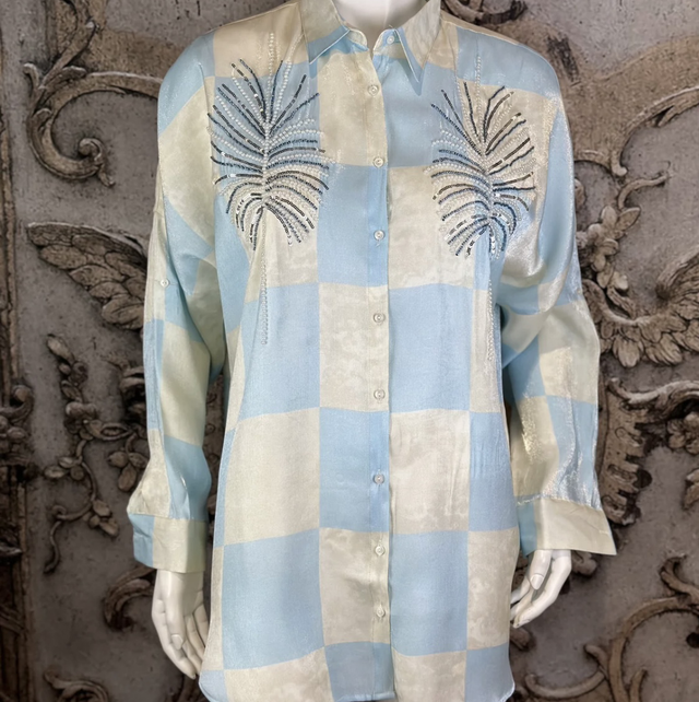 BU8 Bluse Schachbrett AA ca.66/78 L ca.77