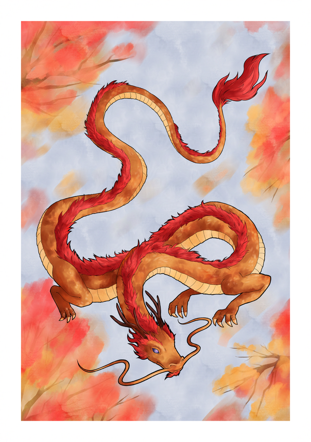 Carte aquarelle - Année du dragon