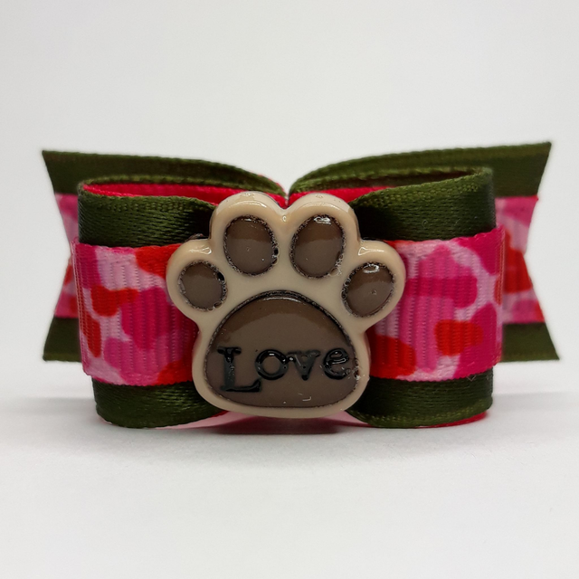 Noeud pour chien fantaisie-camouflage rose_love