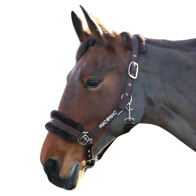 HYCONIC Faux Fur Head Collar &amp; Lead Rope BROWN