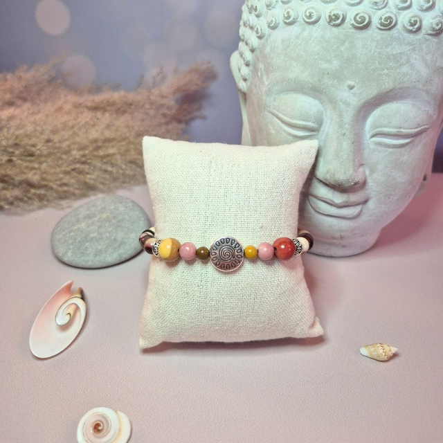 Bracelet fermoir ULURU – Jaspe Mokaïte naturel d’Australie