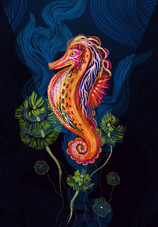 Hippocampe / Collection Minä &amp; Meri / A4, A3, A2 print 