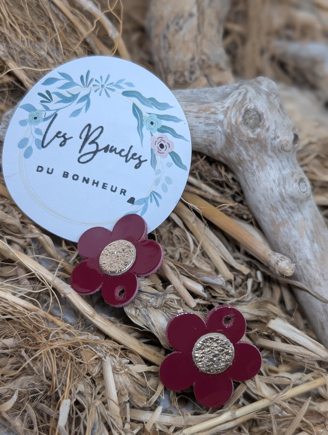 Pampilles marguerite rouge vernis pam020