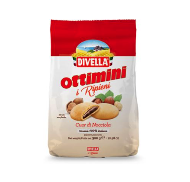 Divella - Ottimini Mogyorókrémmel töltött keksz 300g