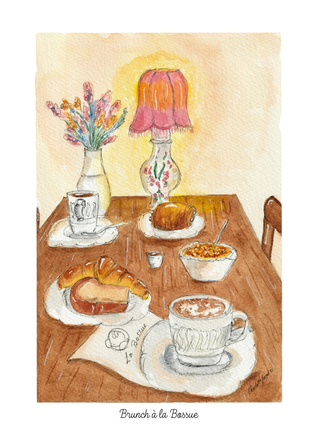 Brunch à La Bossue - Aquarelle originale 
