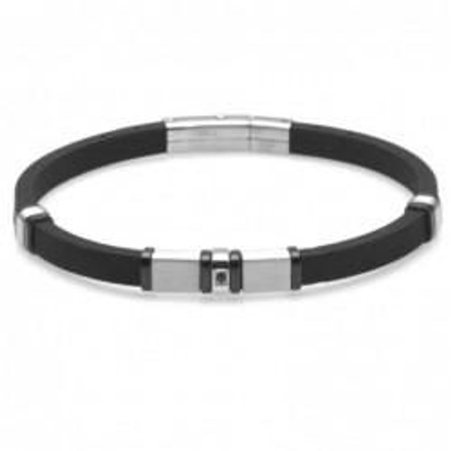 Bracciale uomo in caucciù con inserto acciaio 