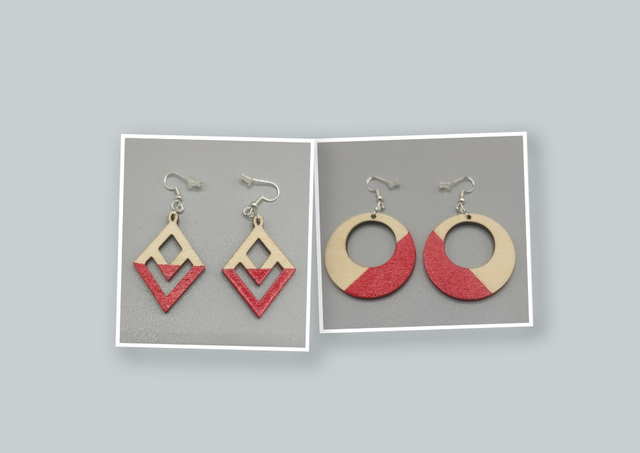 Boucles d'Oreilles Peintes - Rouges