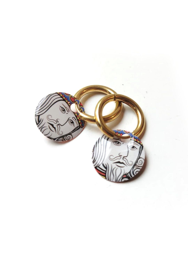 Créoles à Pampille Upcyclées Réversibles en Cartes et Papier Recyclés - Roi