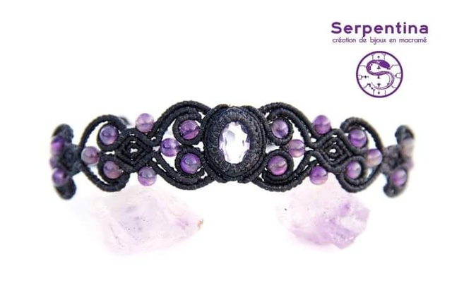 améthyste facettée micro macramé