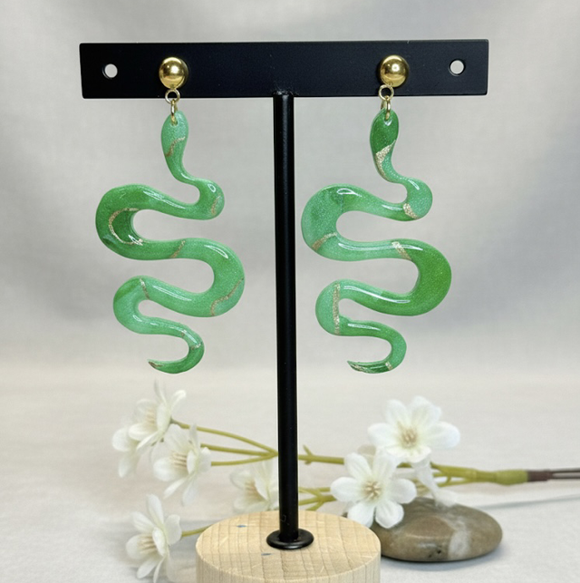 Boucles d’oreilles Serpent "Émeraude Mystique"