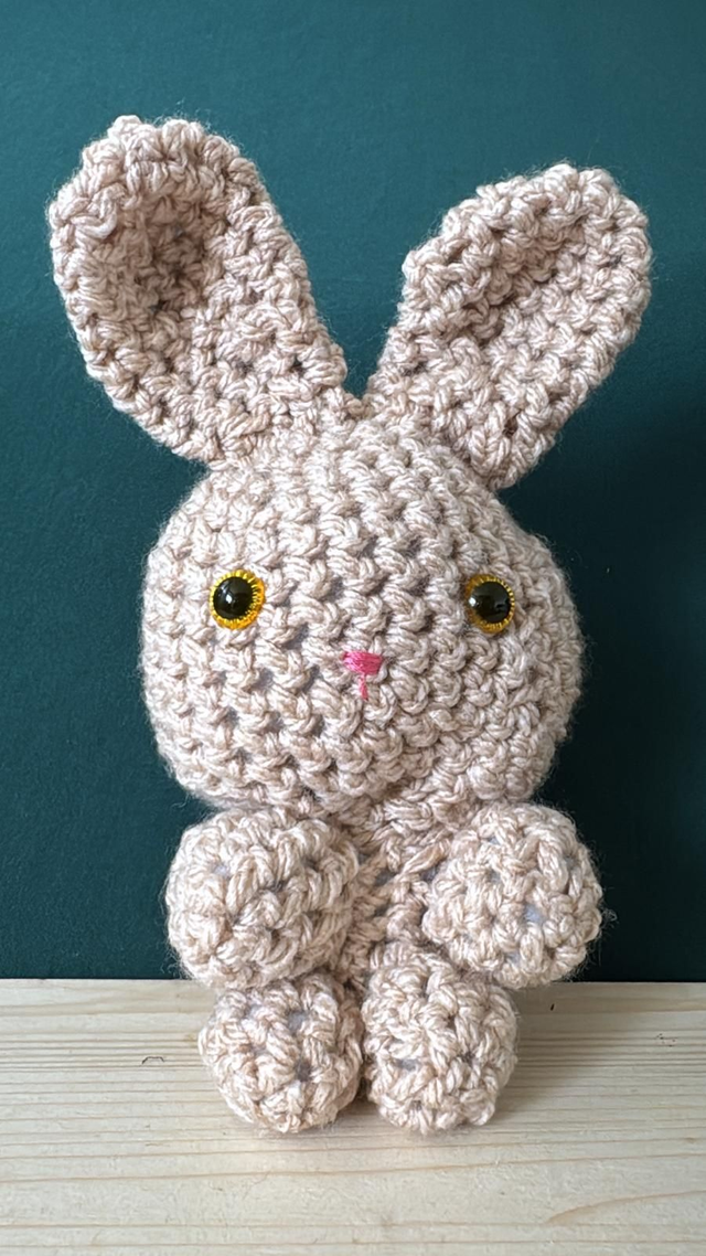 Large Woven Rabbit - Beige with Yellow Eyes