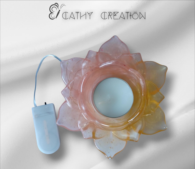 Bougeoir lotus rose orange lumineux 