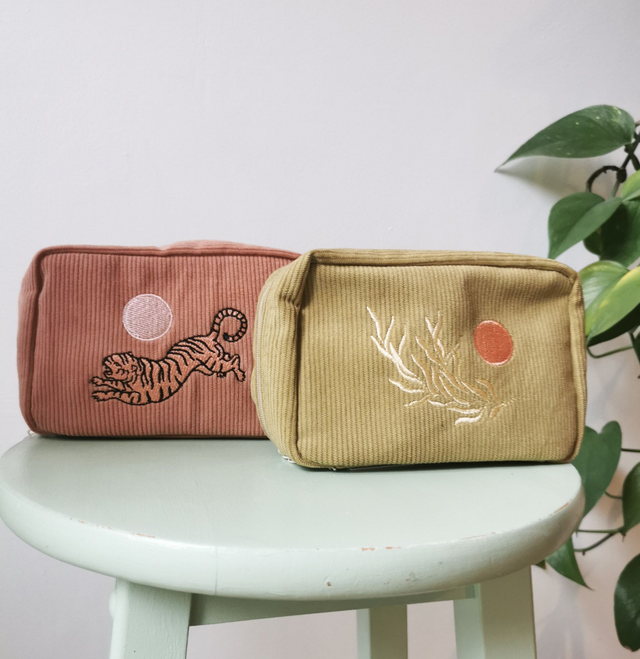 Cai &amp; Jo ~ Green &amp; Dusty Pink Corduroy Bag