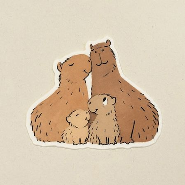 Capybara family sticker