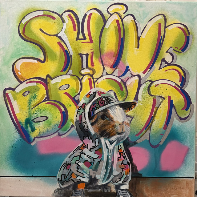 "Shine Bright" - 50x50cm - Technique mixte peinture acrylique sur toile de coton