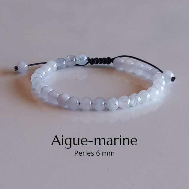 Bracelet ajustable en Aigue-marine
