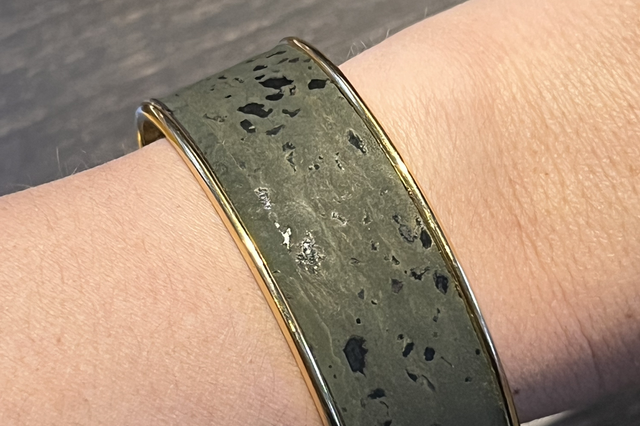 Bracelet en laiton doré or 20mm liège kaki