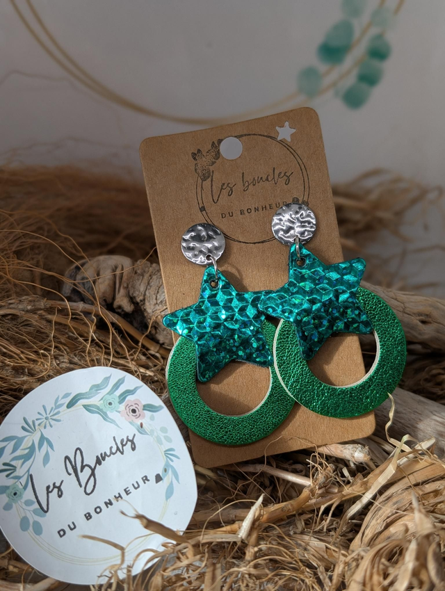 Boucles d'oreilles star vert mo727