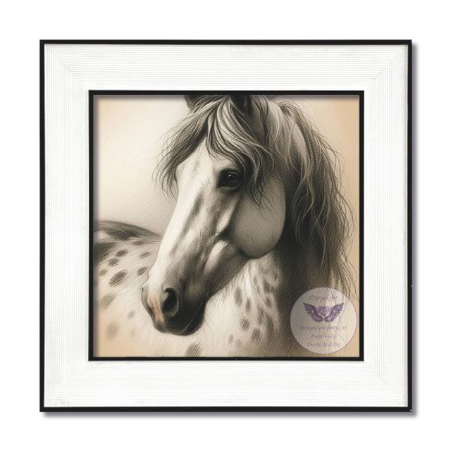 Artistic print of a horse in square frame (H08)
