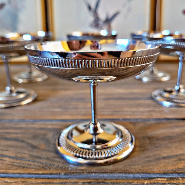 X Coupes à glaces vintage inox (avec cuillères) type Letang Remy