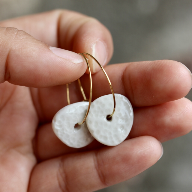 Créoles en porcelaine et acier inoxydable