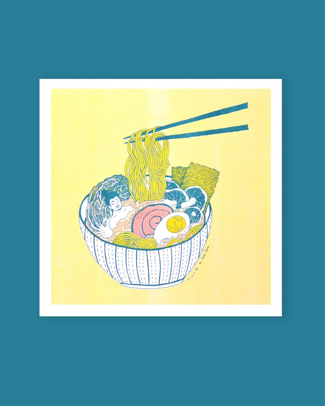 Affiche imprimée en risographie Ramen yu  ~30x30cm