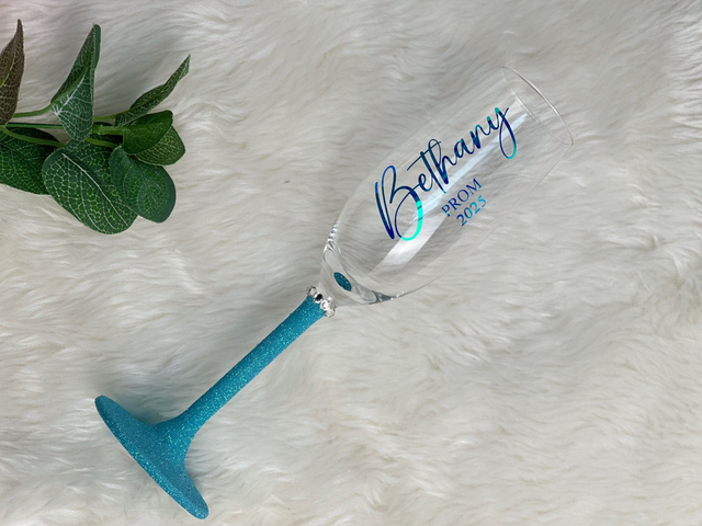 Prom Personalised Glitter Prosecco Glass