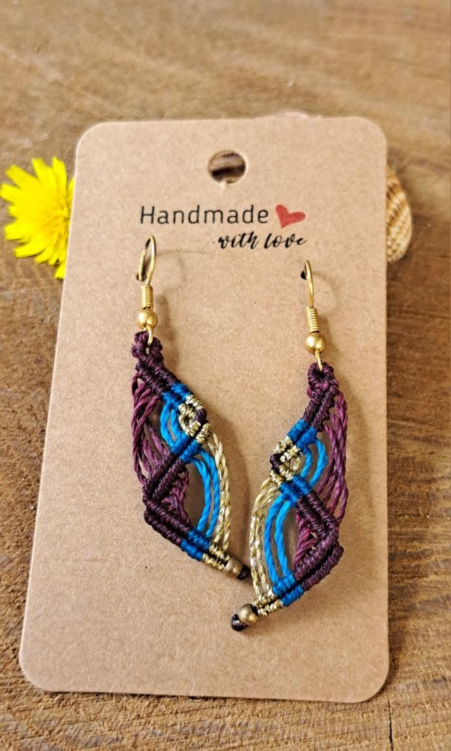 Boucles d'oreilles micro-macramé multicolores