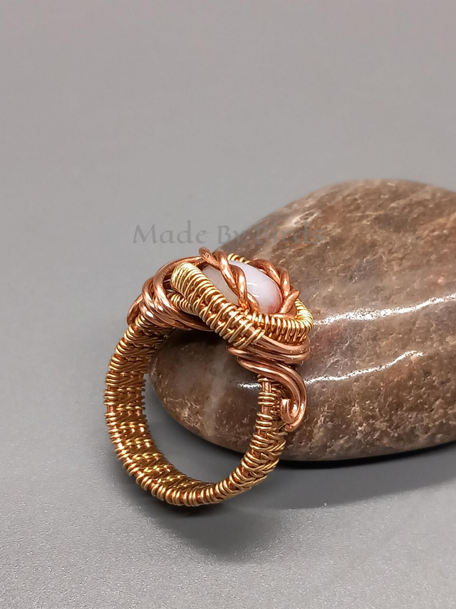 Copper & Brass Fancy Jasper Wire Wrapped Weaved Ring
