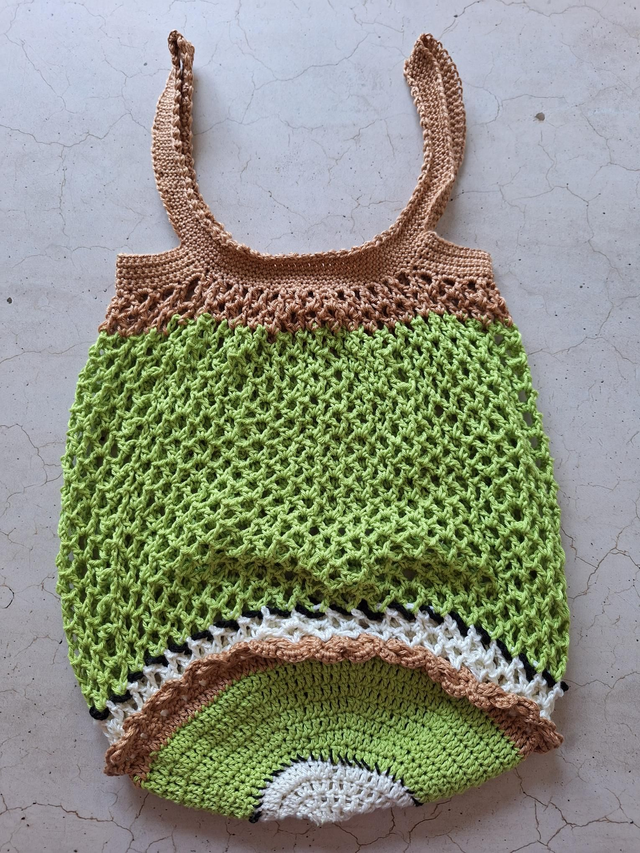 Grosses Einkaufsnetz mit Tasche Kiwi