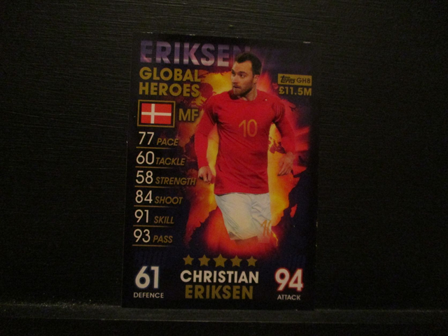 Christian Eriksen - Global Heroes Match Attax 101 Original Trading Card