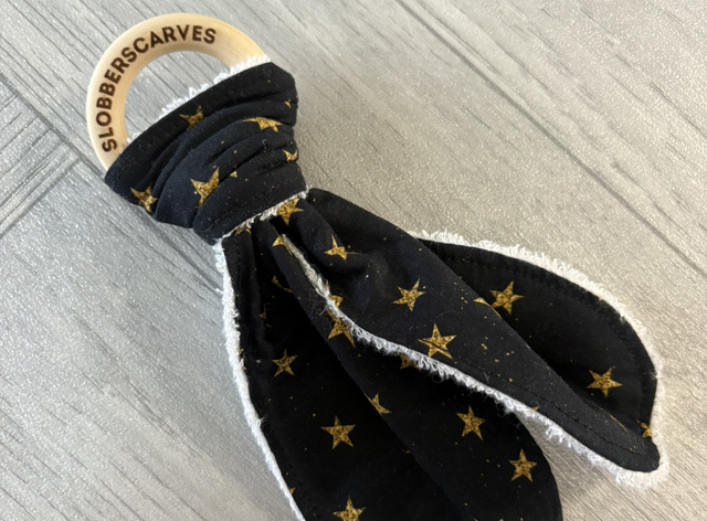 Black with Yellow Stars Easy Hold Bamboo Teething Ring
