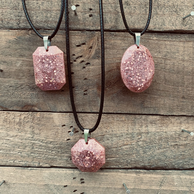 Collier Lacet Glitter Rose Poudrée