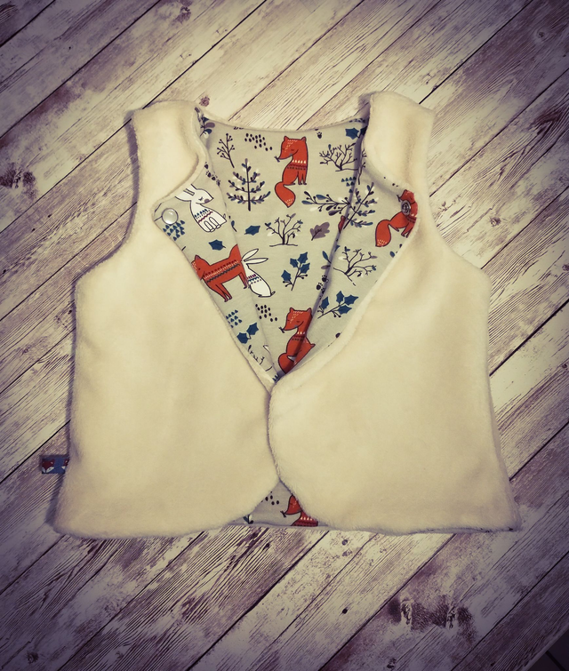 G* 24 mois. Gilet réversible " animaux de la forêt" 2/3 ANS