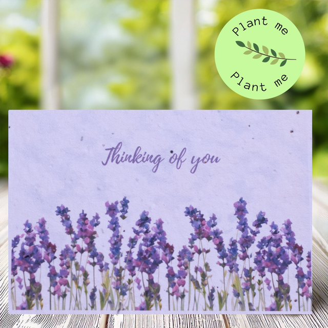 Plantable Thinking of You card with a Lavender design