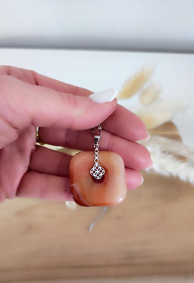 Pendentif Agate de Botswana orange