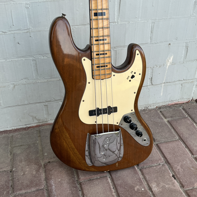 RARE 1975 Greco JB-550 &quot;Power Booster&quot; Walnut (Fender Jazz Bass JAPAN Lawsuit Model)... has 15dB Active Preamp + FLAME MAPLE Fretboard + Original CASE